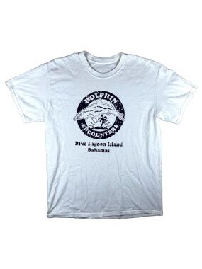 Dolphin Encounters Blue Lagoon Island Bahamas White Medum Tshirt Travel Vacation